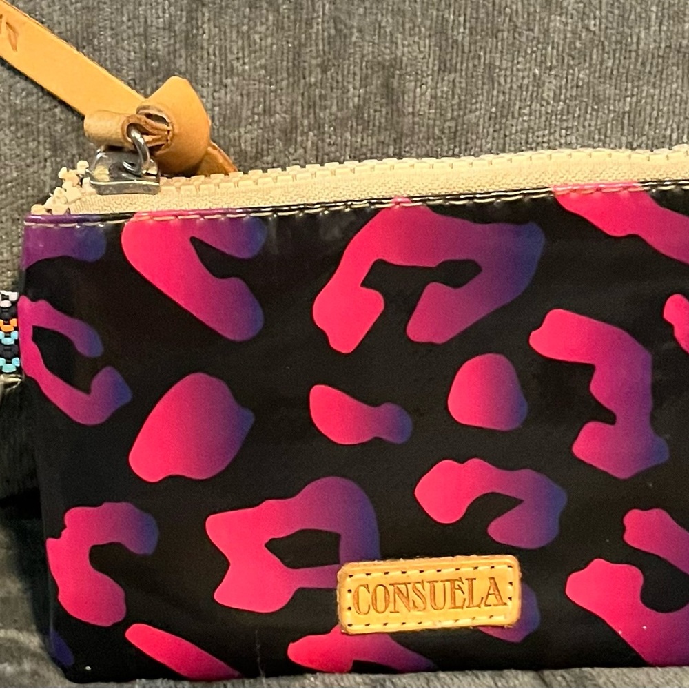 Consuela Vibrant Pink and Black Leopard Wallet with Key Ring